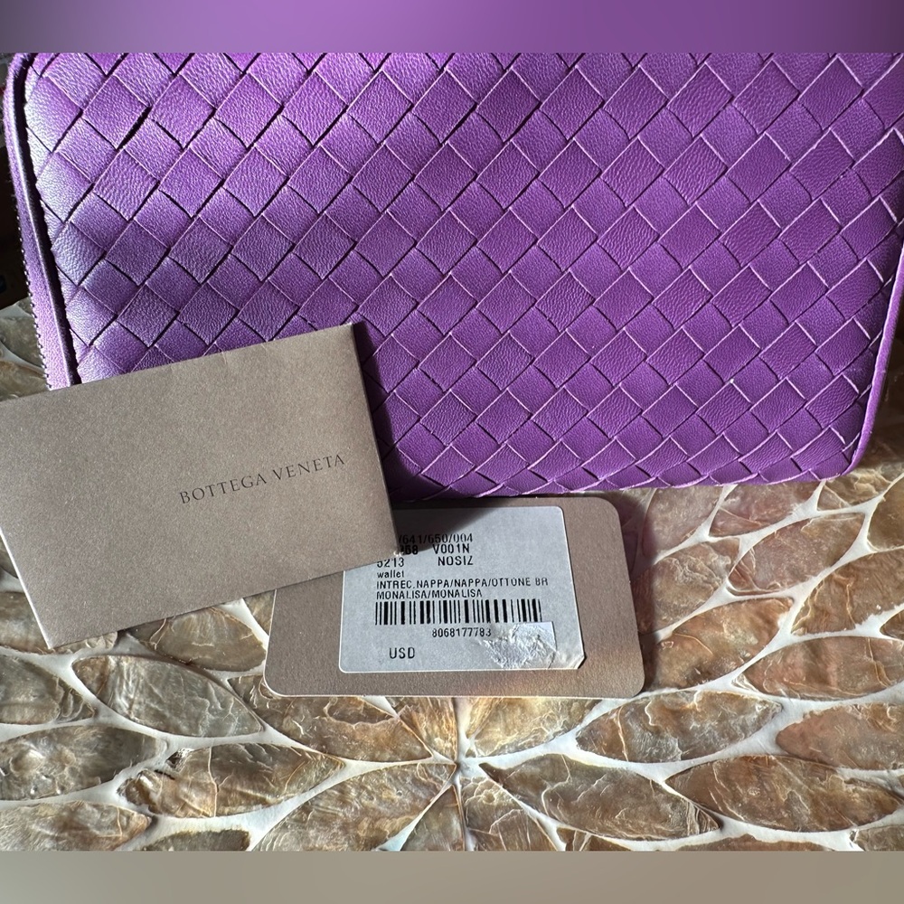 Bottega Veneta NWT Nappa Intrecciato Zip Around Wallet Aubergine